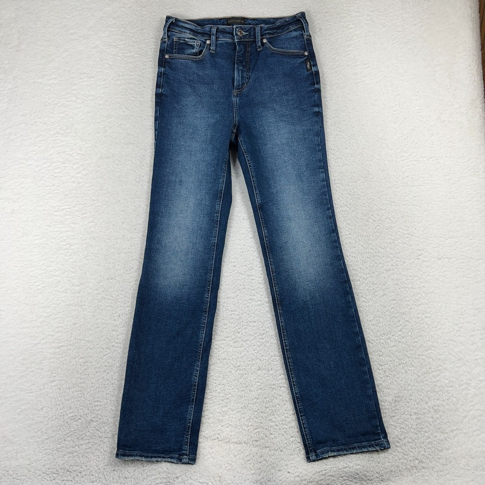 Silver Jeans Infinite Fit W27x29 Straight Leg Jeans Women's Blue Stretch Denim M